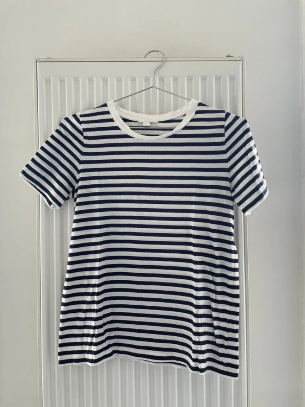 COS Navy Blue/White Striped Cotton T-Shirt Top Size XS 6/8 UK